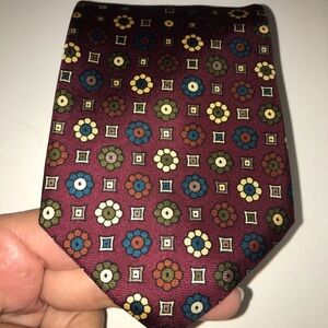 Brooks Brothers Burgundy with Multicolored Flowers Silk Tie